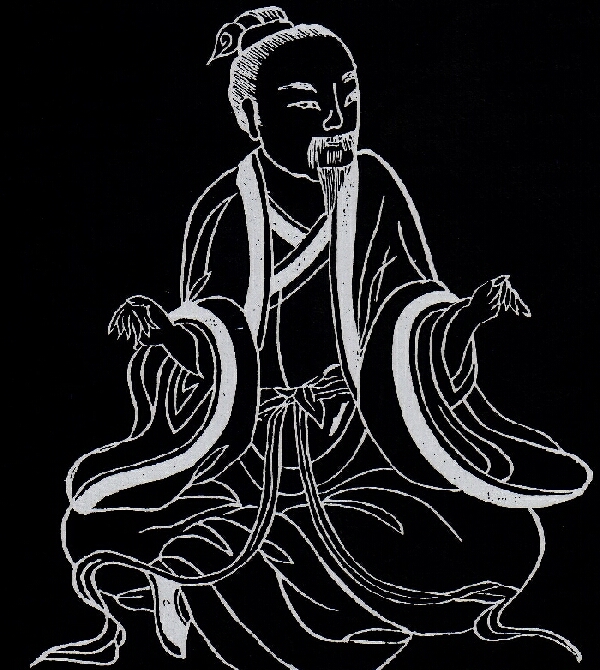 Darstellung einer Übung aus dem Qigong der Jahreszeiten in antiker Form.