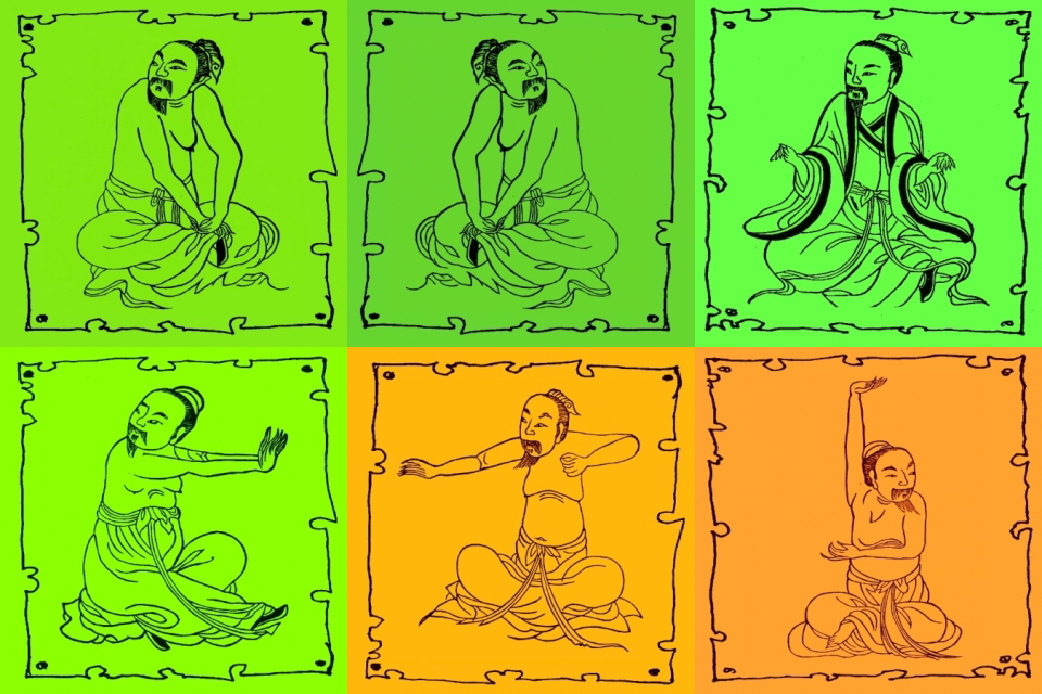 Antike Darstellungen der Kalender-Übungen 1-6, aus einem chinesischen Übungshandbuch