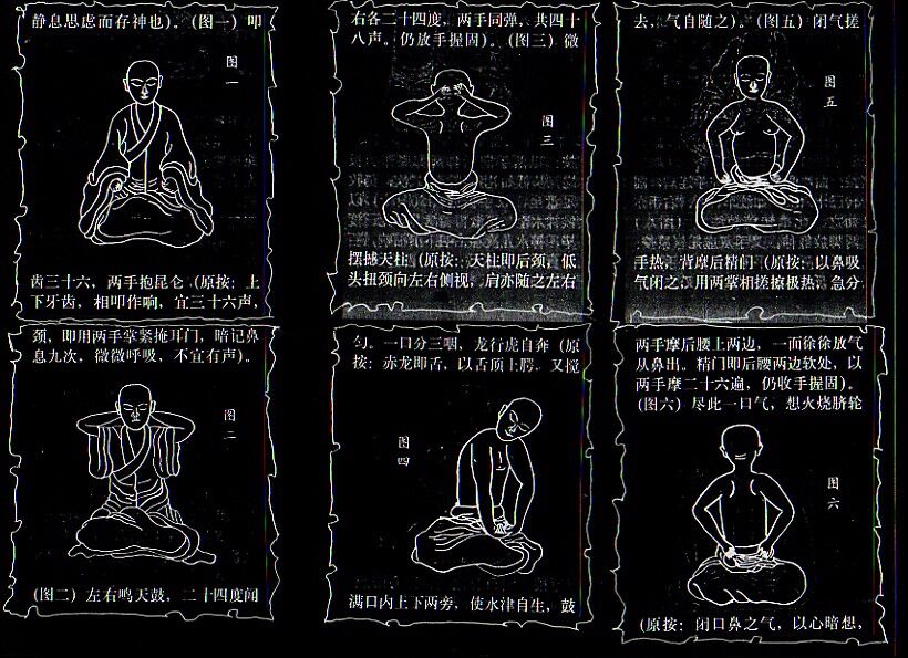 Antike Darstellungen der Kalender-Übungen 1-6, aus einem chinesischen Übungshandbuch