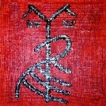 Kalligraphie Guan - der Kranich, Fischreiher