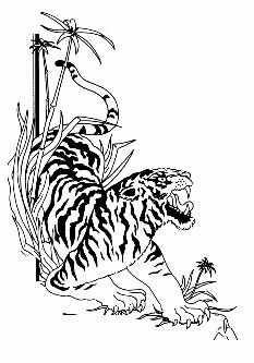 Tao-Chi Urkunden-Vorlage. Desighn : Thomas A. Blume. Unsere Tigerstil-Figuren