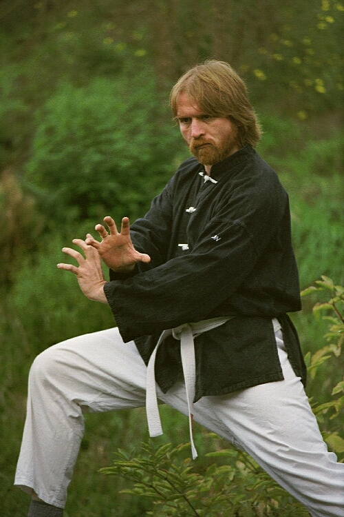 Volker Hiekel vom Dojo Mülheim, Kampfposition aus dem Tiger-Stil.