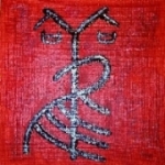 Kalligraphie Guan - der Kranich, Fischreiher