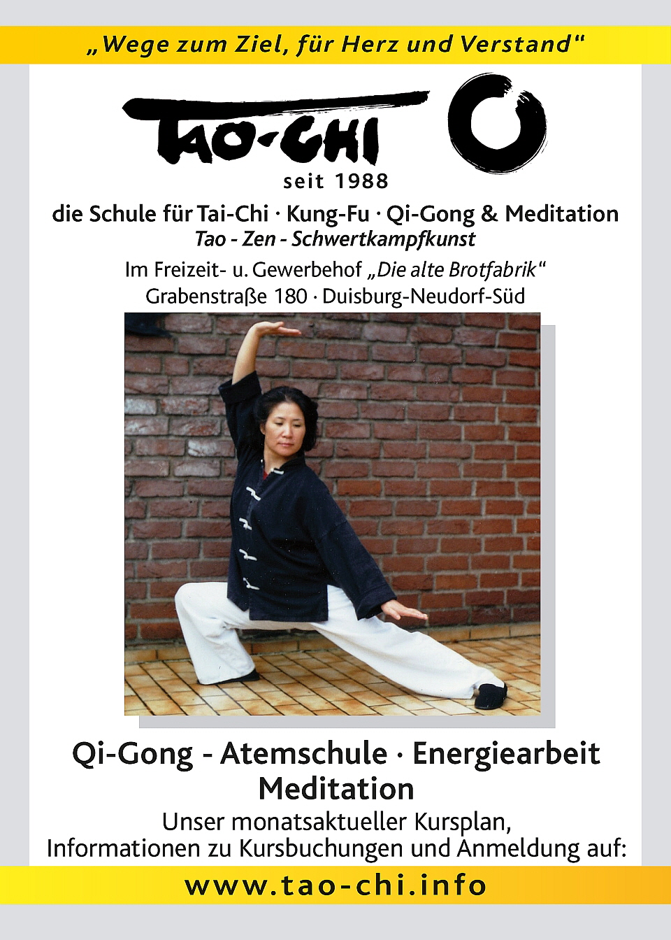 Qi-Gong, Atemschule, Energie-Arbeit, Meditation im Dojo des Tao-Chi Duisburg